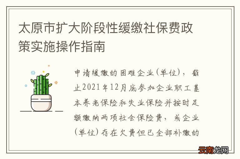 太原市扩大阶段性缓缴社保费政策实施操作指南