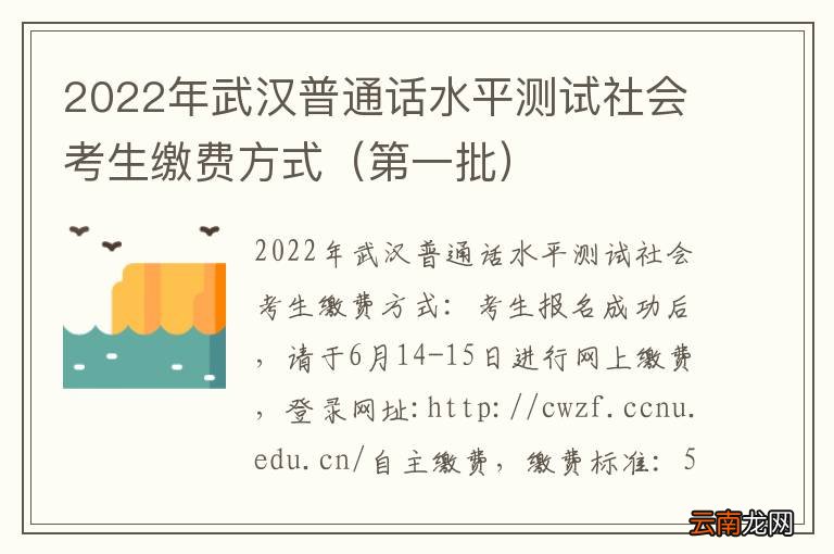 第一批 2022年武汉普通话水平测试社会考生缴费方式
