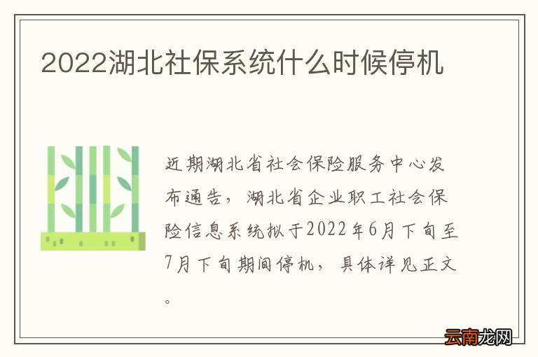 2022湖北社保系统什么时候停机
