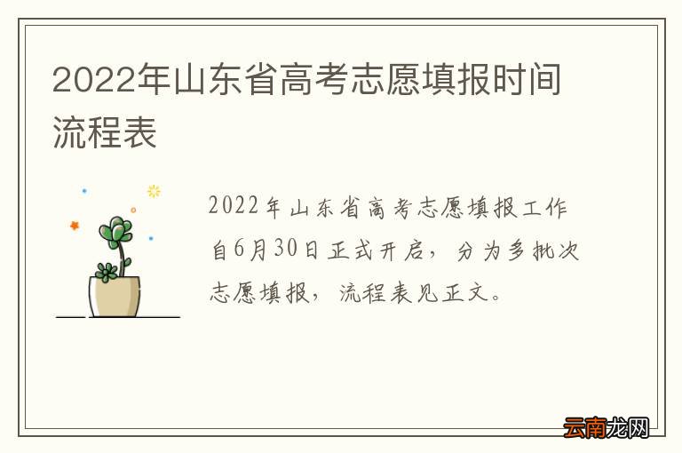 2022年山东省高考志愿填报时间流程表