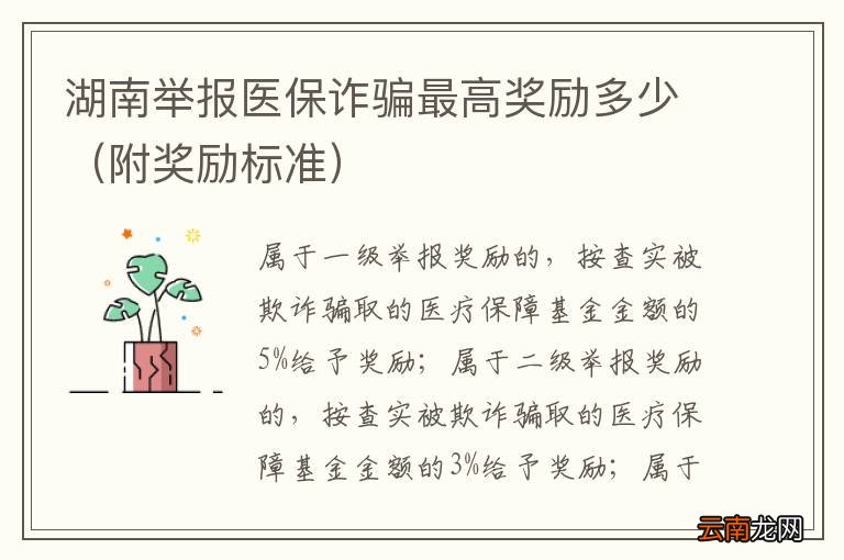 附奖励标准 湖南举报医保诈骗最高奖励多少