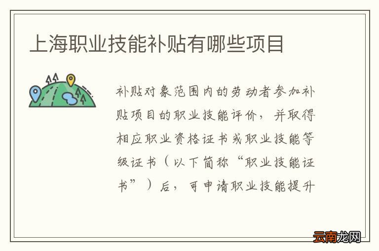 上海职业技能补贴有哪些项目