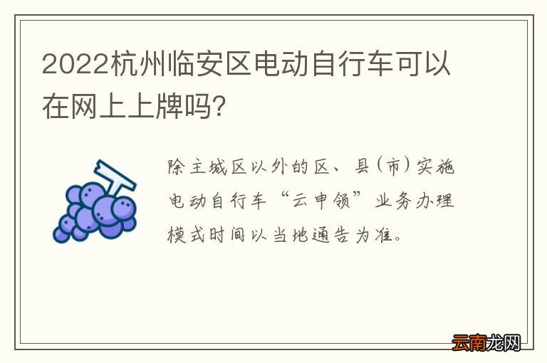 2022杭州临安区电动自行车可以在网上上牌吗？