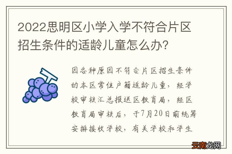 2022思明区小学入学不符合片区招生条件的适龄儿童怎么办？