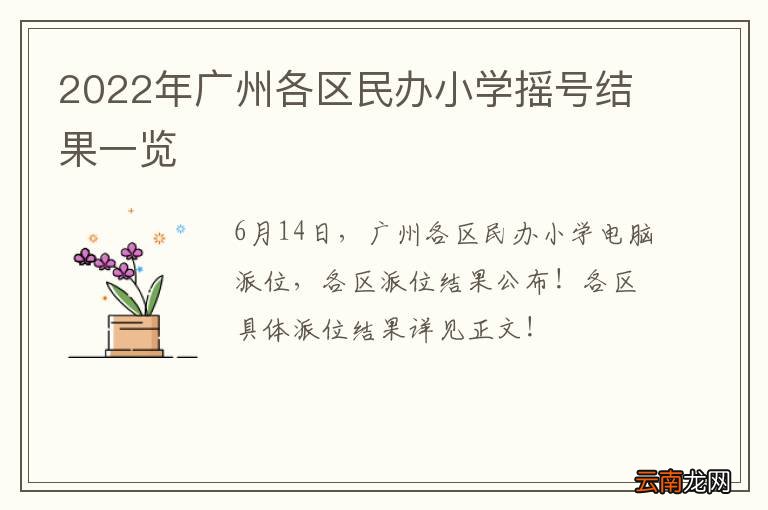 2022年广州各区民办小学摇号结果一览