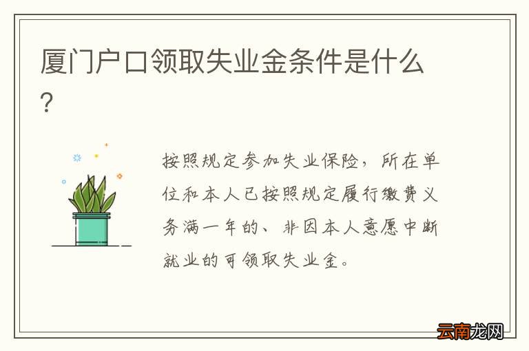 厦门户口领取失业金条件是什么？