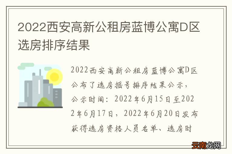 2022西安高新公租房蓝博公寓D区选房排序结果