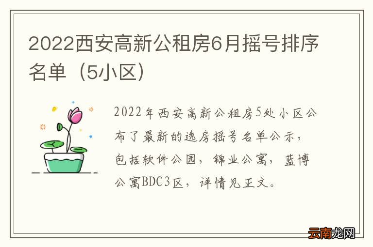 5小区 2022西安高新公租房6月摇号排序名单