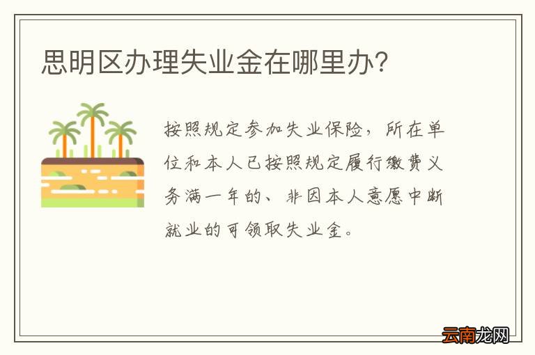 思明区办理失业金在哪里办？