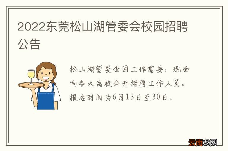 2022东莞松山湖管委会校园招聘公告