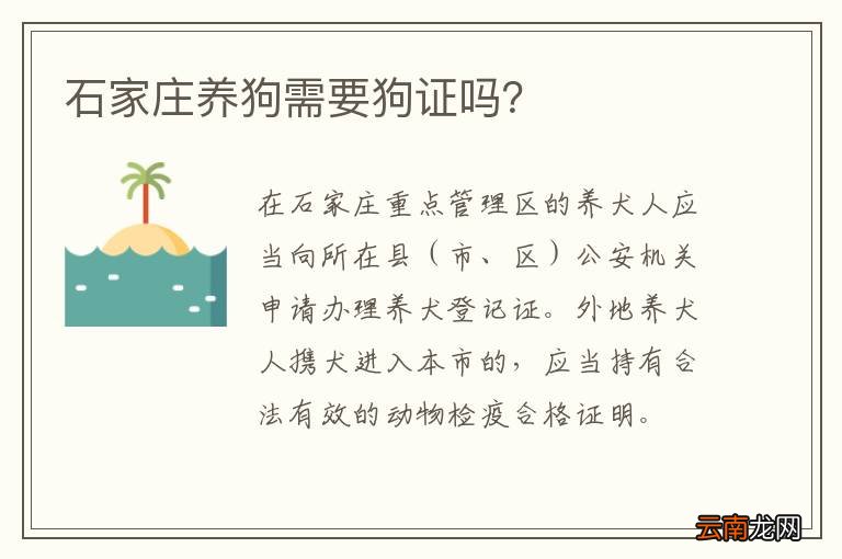 石家庄养狗需要狗证吗？