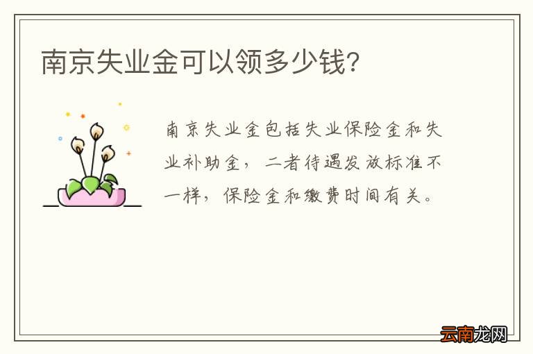 南京失业金可以领多少钱?