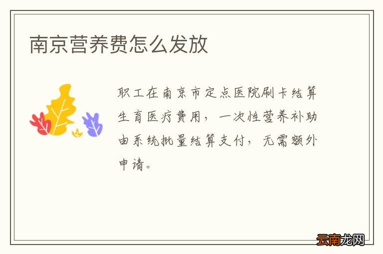 南京营养费怎么发放