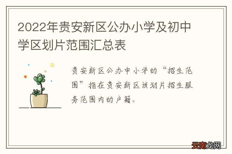 2022年贵安新区公办小学及初中学区划片范围汇总表
