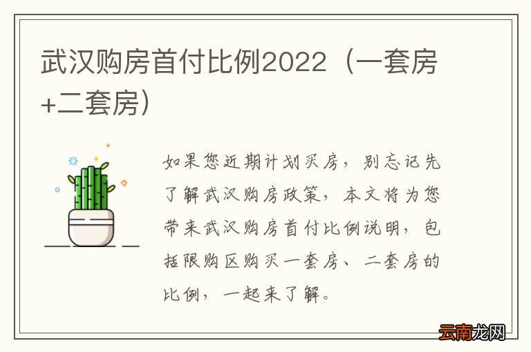 一套房+二套房 武汉购房首付比例2022