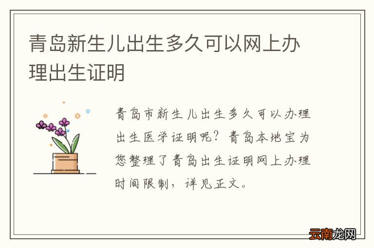 青岛新生儿出生多久可以网上办理出生证明
