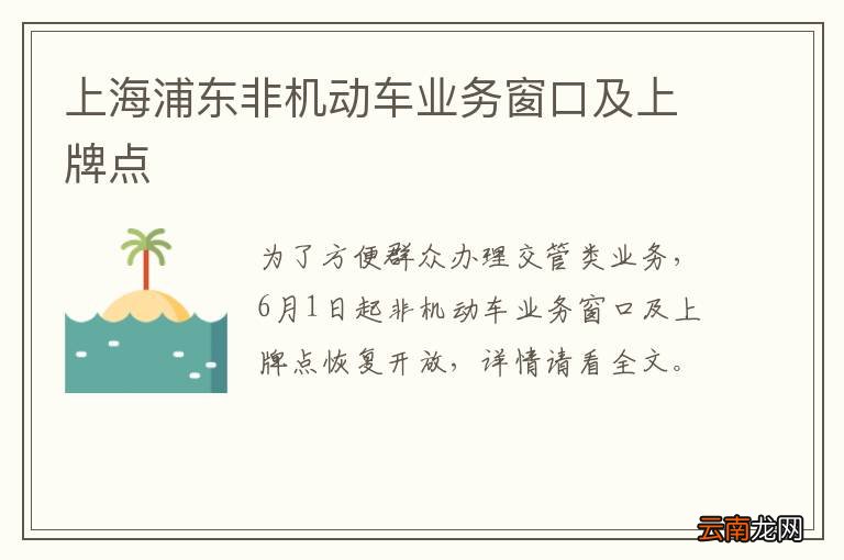 上海浦东非机动车业务窗口及上牌点