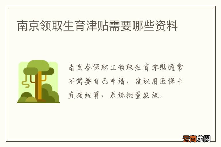 南京领取生育津贴需要哪些资料