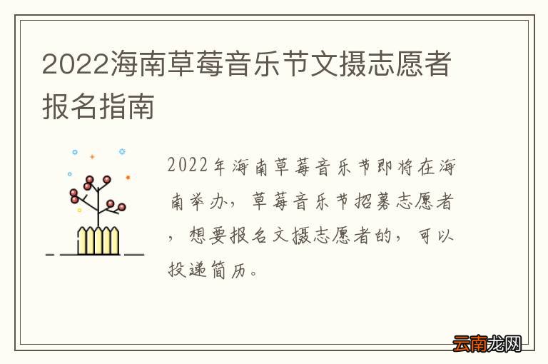 2022海南草莓音乐节文摄志愿者报名指南
