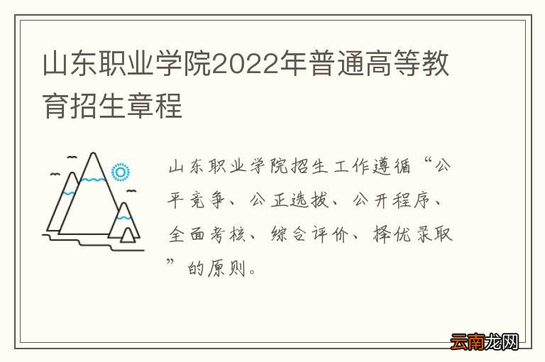 山东职业学院2022年普通高等教育招生章程