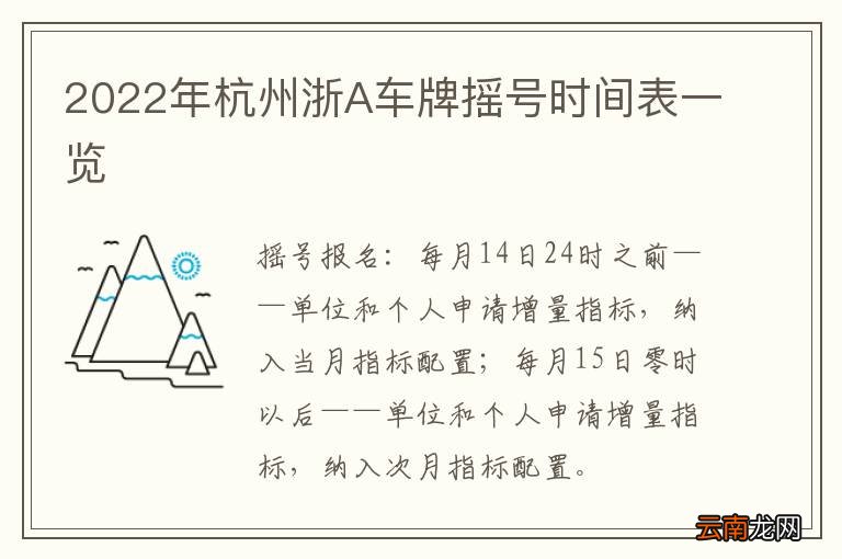 2022年杭州浙A车牌摇号时间表一览