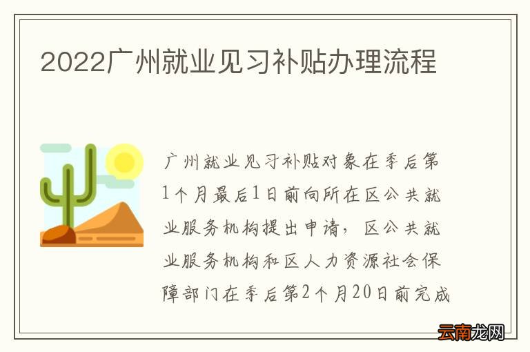 2022广州就业见习补贴办理流程