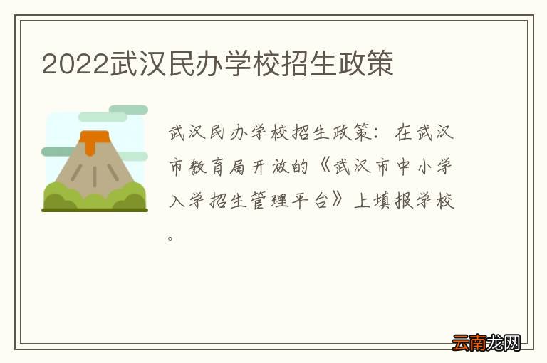 2022武汉民办学校招生政策