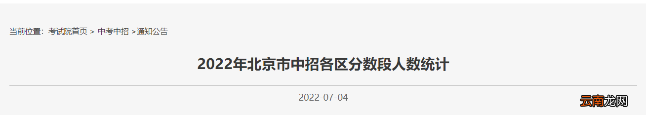 2022北京中考中招各区一分一段汇总表
