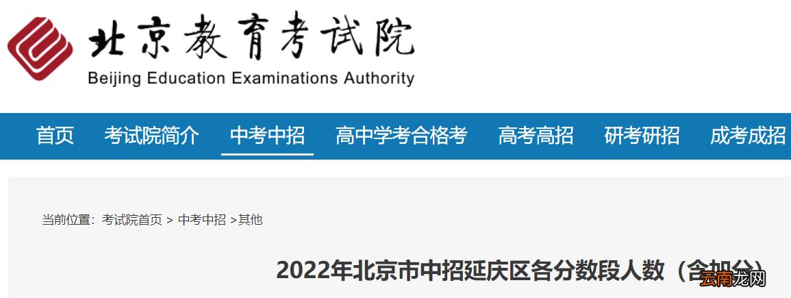 含加分 2022北京中考延庆区一分一段统计表