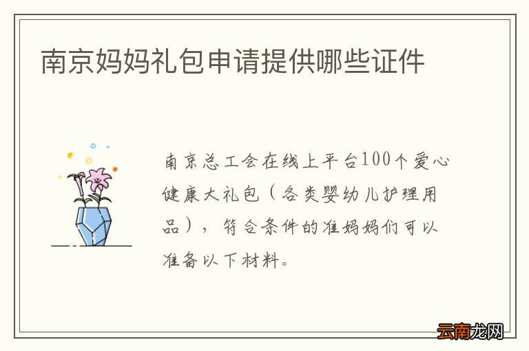 南京妈妈礼包申请提供哪些证件