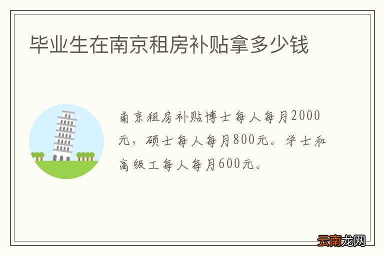 毕业生在南京租房补贴拿多少钱
