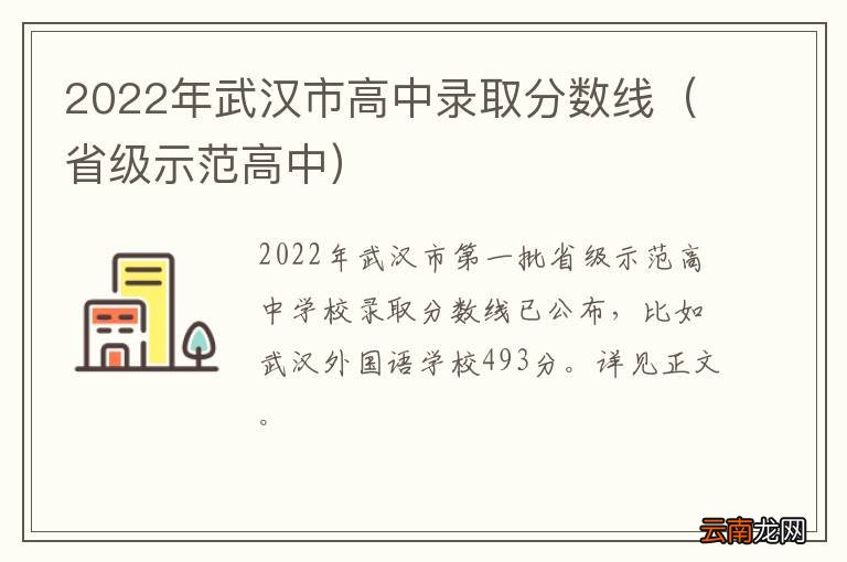 省级示范高中 2022年武汉市高中录取分数线