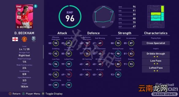实况足球2021小贝好用吗 PES2021贝克汉姆能力值介绍
