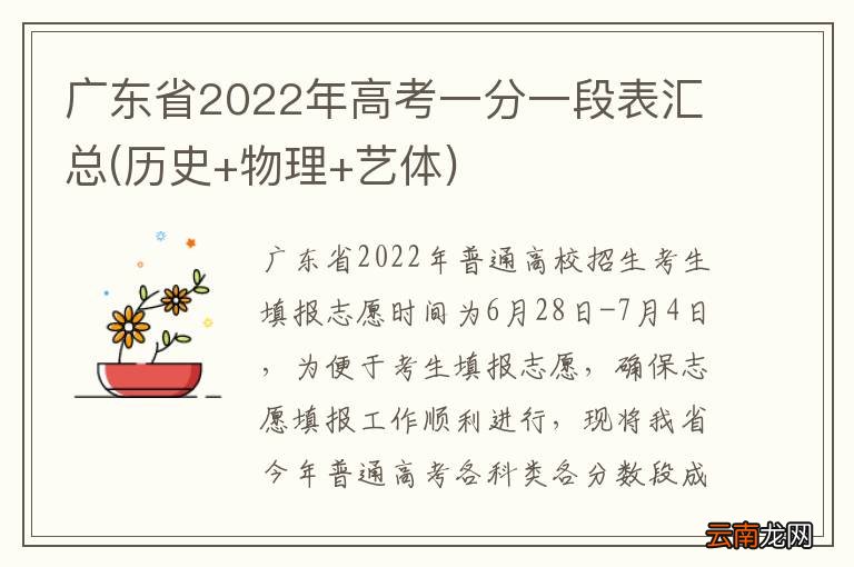 历史+物理+艺体 广东省2022年高考一分一段表汇总