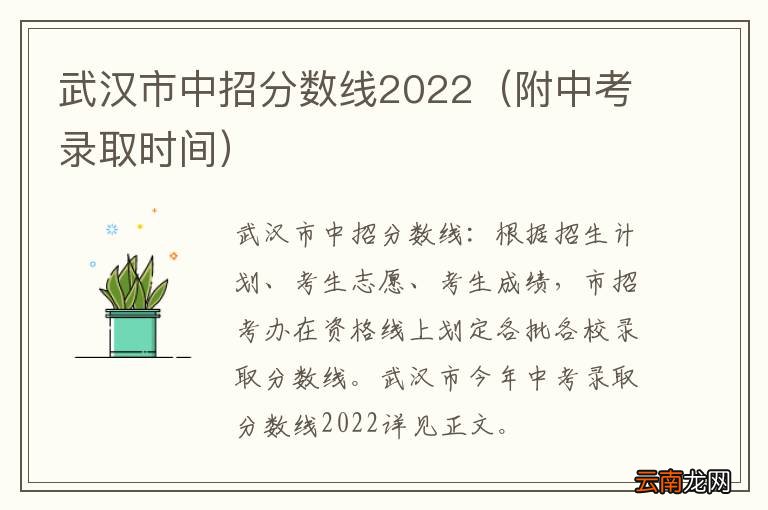附中考录取时间 武汉市中招分数线2022