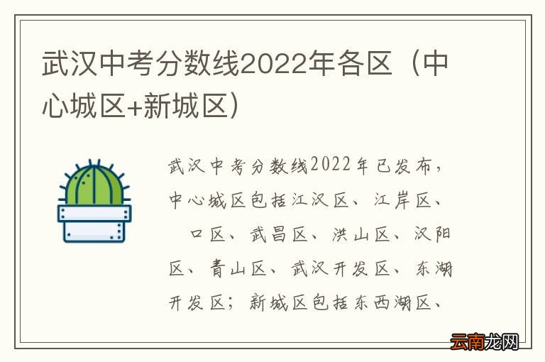 中心城区+新城区 武汉中考分数线2022年各区