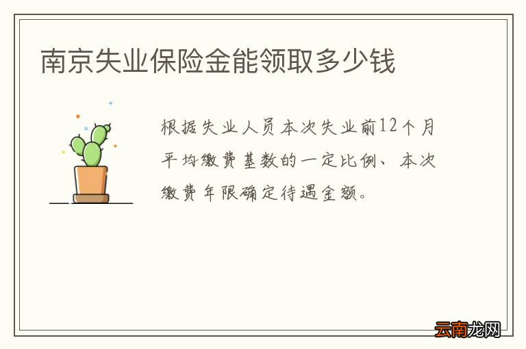 南京失业保险金能领取多少钱