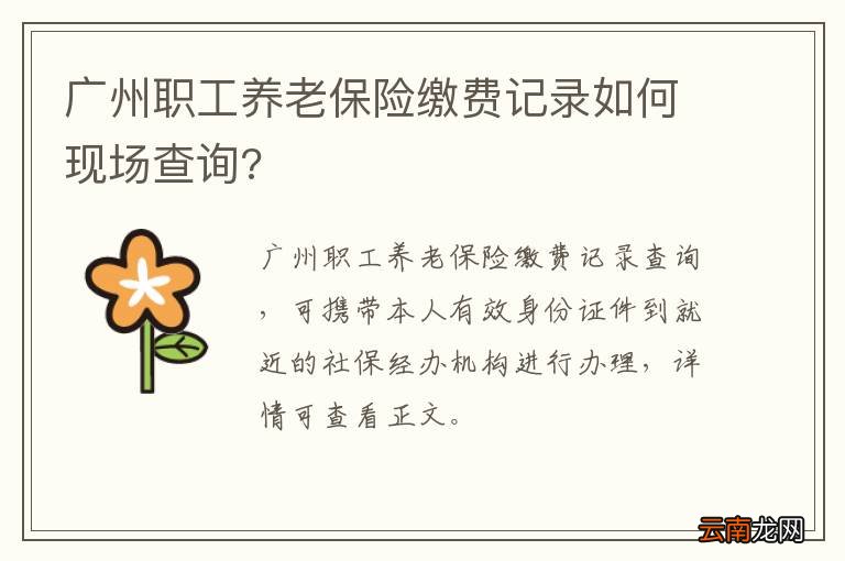 广州职工养老保险缴费记录如何现场查询?