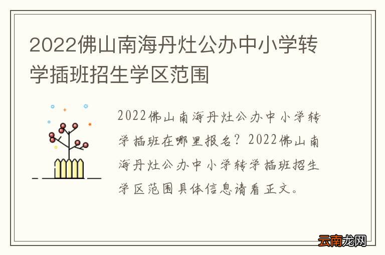2022佛山南海丹灶公办中小学转学插班招生学区范围