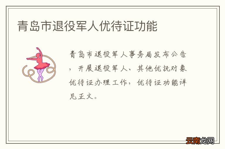 青岛市退役军人优待证功能