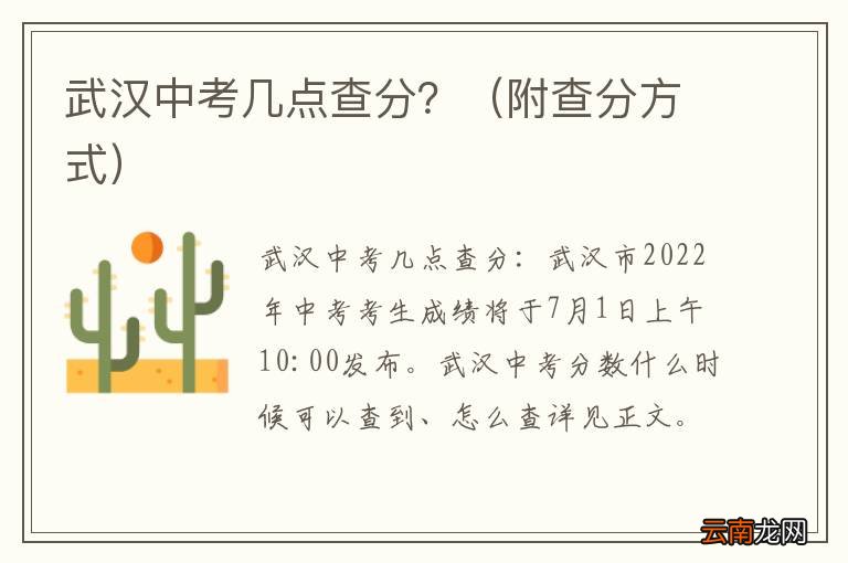 附查分方式 武汉中考几点查分？