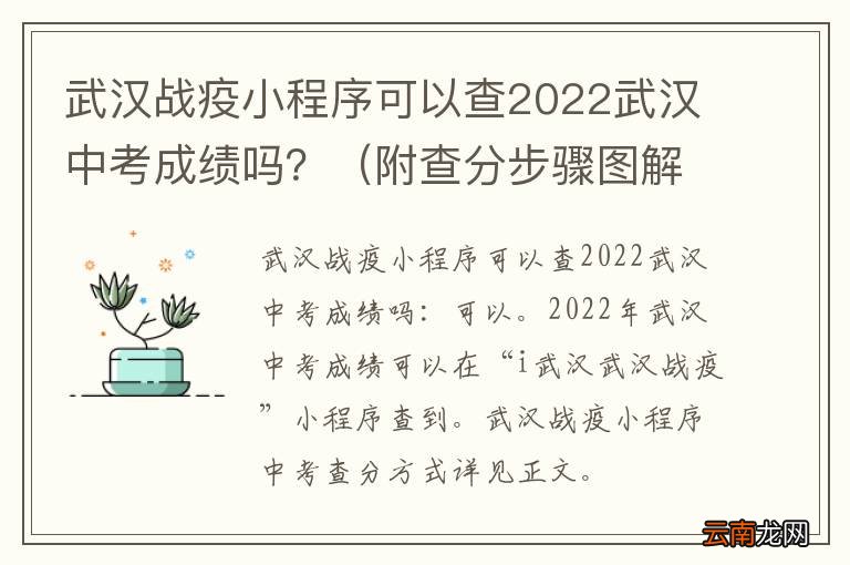 附查分步骤图解 武汉战疫小程序可以查2022武汉中考成绩吗？