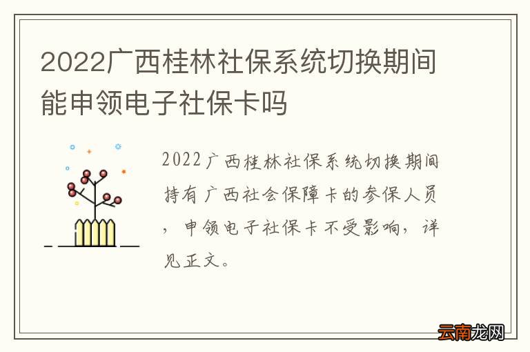 2022广西桂林社保系统切换期间能申领电子社保卡吗