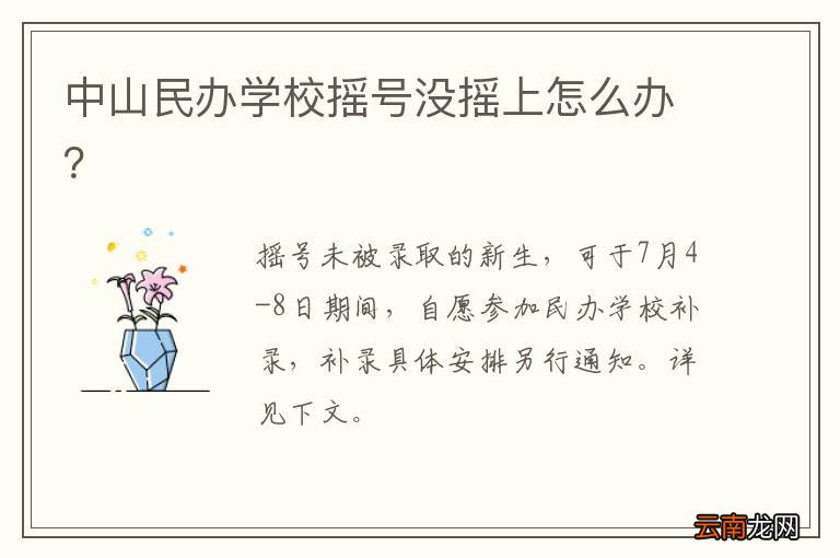 中山民办学校摇号没摇上怎么办？