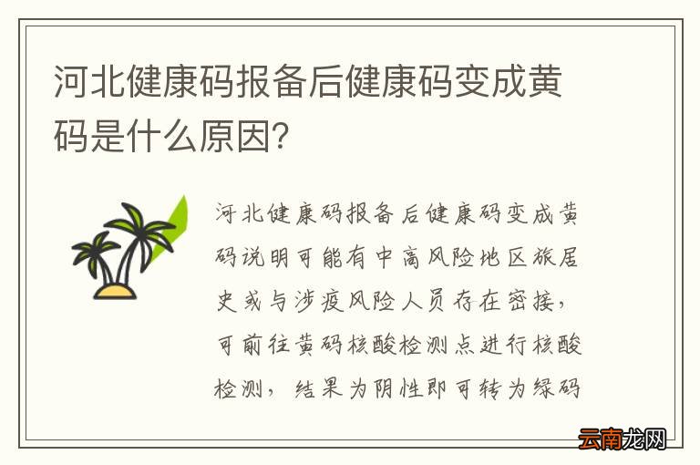 河北健康码报备后健康码变成黄码是什么原因？