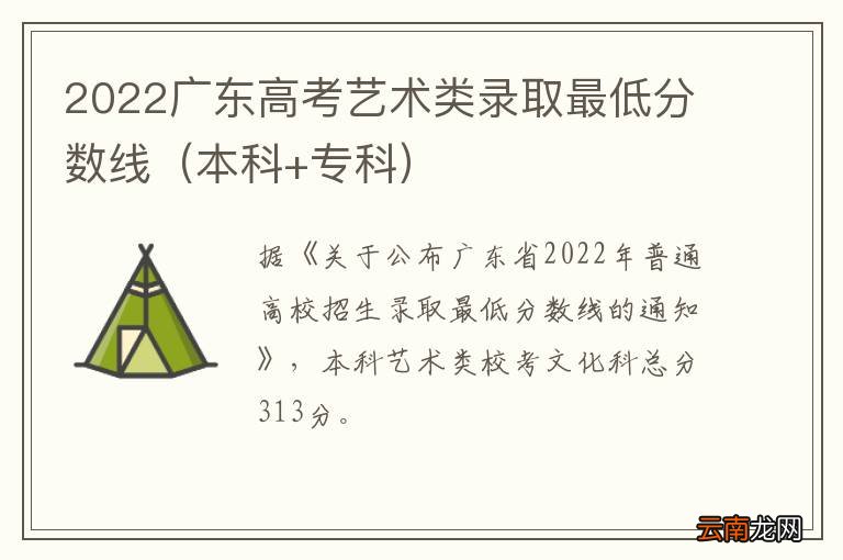 本科+专科 2022广东高考艺术类录取最低分数线