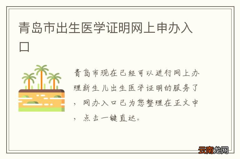 青岛市出生医学证明网上申办入口