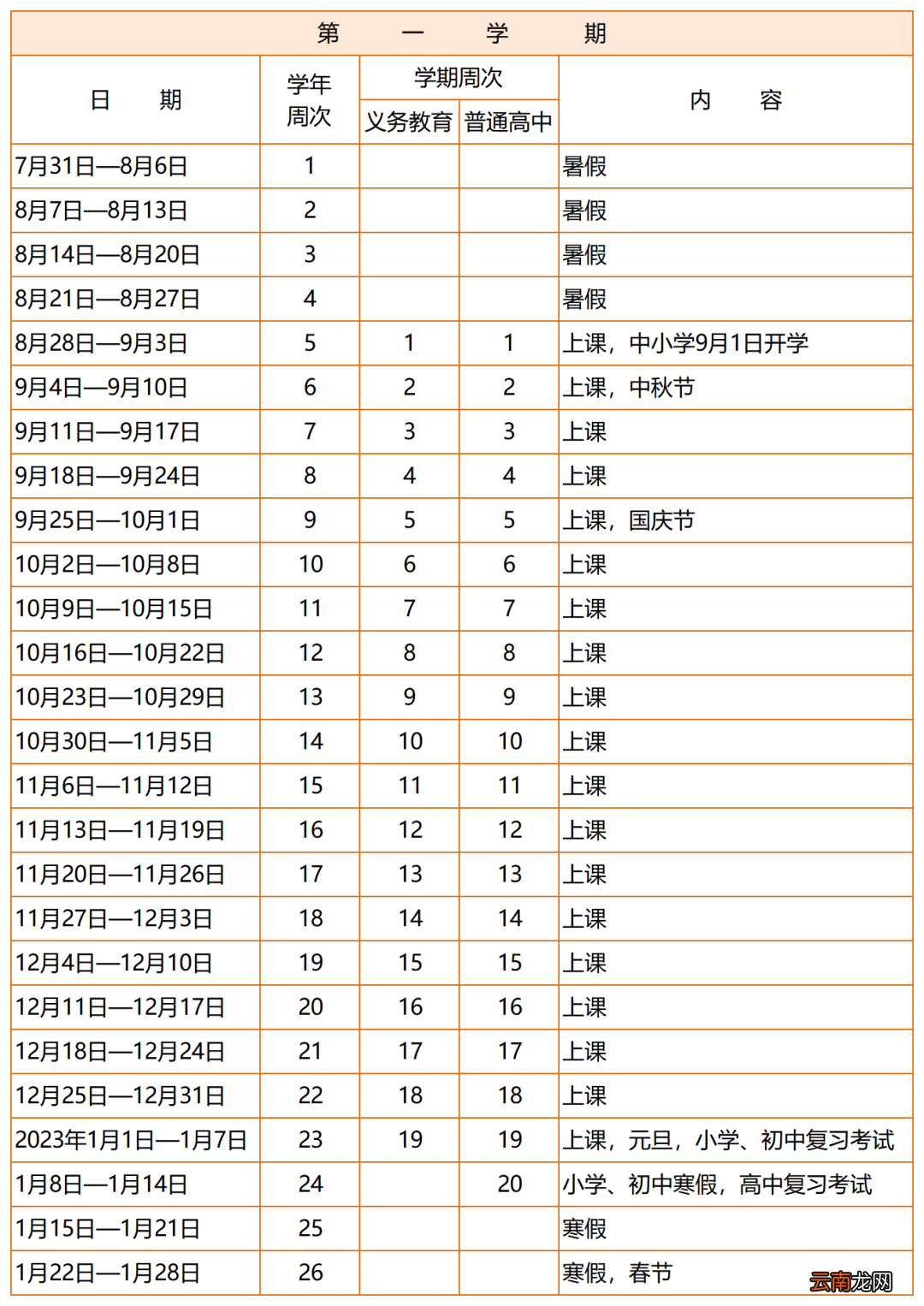 附校历表 佛山中小学寒假放假时间2023