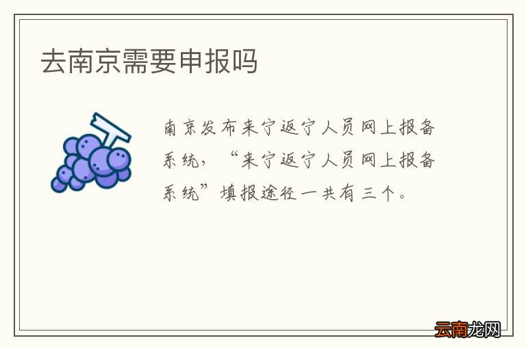 去南京需要申报吗