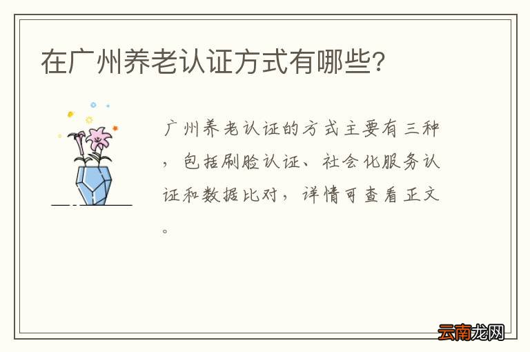 在广州养老认证方式有哪些?